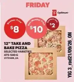 Independent Grocer Optimum 12" Take and Bake Pizza offer