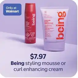 Walmart Being styling mousse or curl enhancing cream offer