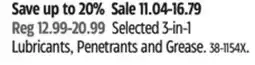 Canadian Tire 3-In-1 Professional Selected 3-in-1 Lubricants, Penetrants and Grease offer