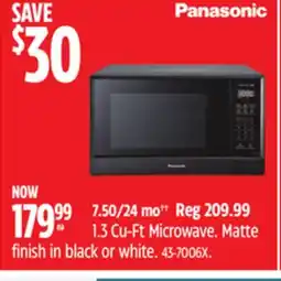Canadian Tire Panasonic 1.3 Cu-Ft Microwave offer