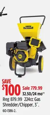 Canadian Tire 224cc Gas Shredder Chipper, 3in offer