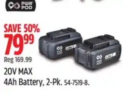 Canadian Tire PWR POD 20V MAX 4Ah Battery offer