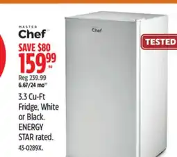 Canadian Tire MASTER Chef 3.3 Cu-Ft Fridge offer