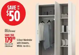 Canadian Tire 3-Door Wardrobe with Drawers offer