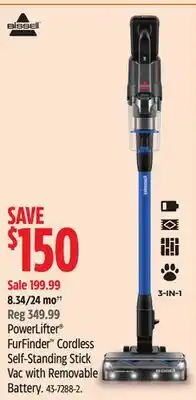 Canadian Tire PowerLift FurFinder Cordless Self-Standing Stick Vac with Removable Battery offer