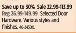 Canadian Tire Selected Door Hardware offer