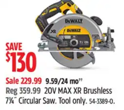 Canadian Tire DEWALT 20V MAX XR Brushless 7⅜ Circular Saw offer