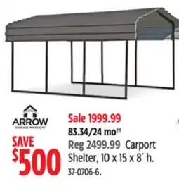 Canadian Tire Arrow Storage Products Carport Shelter, 10 x 15 x 8´ h offer