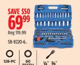 Canadian Tire Mastercraft Socket Set, 128-pc, SAE / Metric, CRV, Nickel-Chrome Plating offer