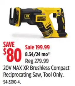 Canadian Tire 20V MAX XR Brushless Compact Reciprocating Saw, Tool Only offer
