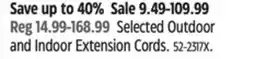 Canadian Tire NOMA Selected Outdoor and Indoor Extension Cords offer