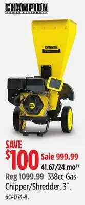 Canadian Tire CHAMPION 338cc Gas Chipper/Shredder offer