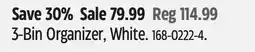 Canadian Tire 3-Bin Organizer, White offer