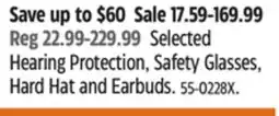 Canadian Tire 3M Selected Hearing Protection, Safety Glasses, Hard Hat and Earbuds offer