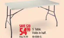 Canadian Tire FOR LIVING 5' Table offer
