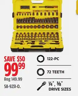 Canadian Tire 122-PC, 72 TEETH, 1/4, 3/8 DRIVE SIZES offer