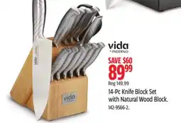 Canadian Tire Vida By PADERNO 14-Pc Knife Block Set with Natural Wood Block offer