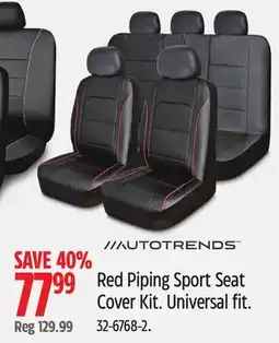 Canadian Tire Autotrends Red Piping Sport Seat Cover Kit offer