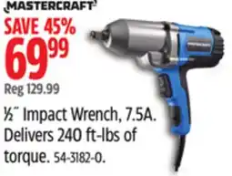 Canadian Tire MASTERCRAFT ½ Impact Wrench 7.5A. Delivers 240 ft-lbs of torque offer