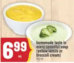 Marché Adonis homemade taste in every spoonful soup (yellow lentils or broccoli cream) offer