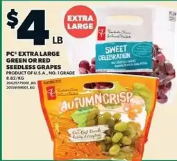 Independent Grocer PC extra large green or red seedless grapes offer