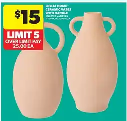 Real Canadian Superstore LIFE AT HOME CERAMIC VASES WITH HANDLE offer