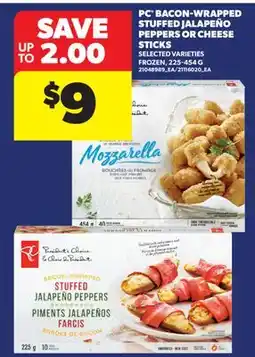 Real Canadian Superstore PC BACON-WRAPPED STUFFED JALAPEÑO PEPPERS OR CHEESE STICKS offer