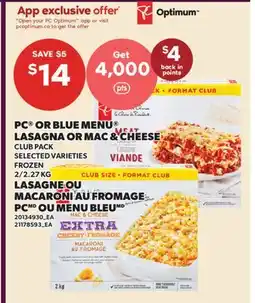 Valu-mart LASAGNE OU MACARONI AU FROMAGE PC OU MENU BLEU offer