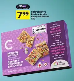 Foodland COMPLIMENTS Rainbow Sprinkle Crispy Rice Squares offer