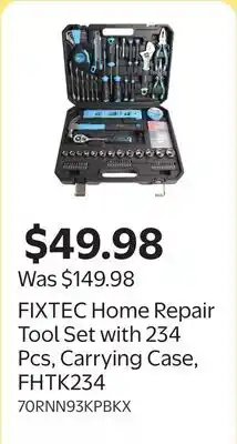 Walmart FIXTEC Home Repair Tool Set with 234 Pcs, Carrying Case, FHTK234 offer