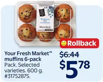 Walmart Your Fresh Market muffins 6-pack offer