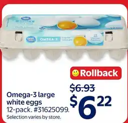 Walmart Omega-3 large white eggs offer