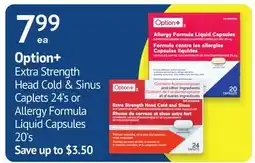 IDA Pharmacy Option+ Extra Strength Head Cold & Sinus Caplets 24's or Allergy Formula Liquid Capsules 20's offer