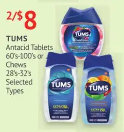 IDA Pharmacy TUMS Antacid Tablets 60's-100's or Chews 28's-32's offer