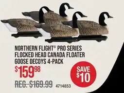 Cabela's NORTHERN FLIGHT PRO SERIES FLOCKED HEAD CANADA FLOATER GOOSE DECOYS 4-PACK offer