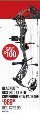 Cabela's BLACKOUT DISTINCT XT RTH COMPOUND BOW PACKAGE offer