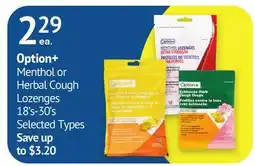 IDA Pharmacy Option+ Menthol or Herbal Cough Lozenges offer