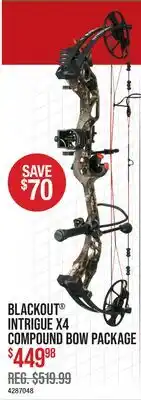 Cabela's BLACKOUT INTRIGUE X4 COMPOUND BOW PACKAGE offer