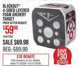 Cabela's BLACKOUT 4-SIDED LAYERED FOAM ARCHERY TARGET offer