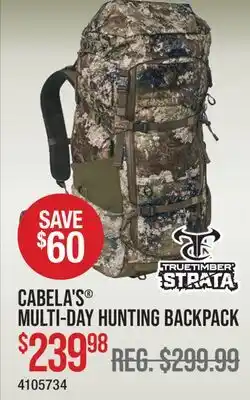 Cabela's CABELA'S MULTI-DAY HUNTING BACKPACK offer