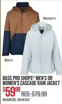 Cabela's BASS PRO SHOPS MEN'S OR WOMEN'S CASCADE RAIN JACKET offer