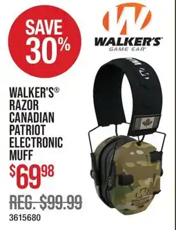 Cabela's WALKER'S RAZOR CANADIAN PATRIOT ELECTRONIC MUFF offer
