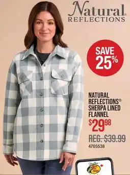Cabela's NATURAL REFLECTIONS SHERPA LINED FLANNEL offer