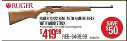 Cabela's RUGER 10/22 SEMI-AUTO RIMFIRE RIFLE WITH WOOD STOCK offer