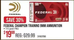Cabela's FEDERAL CHAMPION TRAINING 9MM AMMUNITION offer