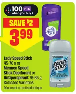 FreshCo Lady Speed Stick 45-70 g or Mennen Speed Stick Deodorant or Antiperspirant 76-85 g offer