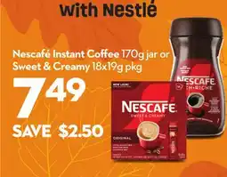 Longo's Instant Coffee 170g jar or Sweet & Creamy 18x19g pkg offer