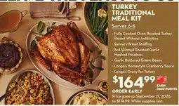 Longo's TURKEY TRADITIONAL MEAL KIT offer