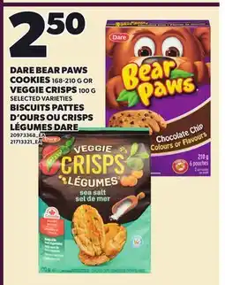 Independent Grocer DARE BEAR PAWS COOKIES 165-210 G OR VEGGIE CRISPS 100 G offer