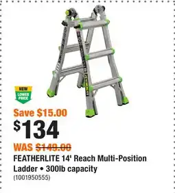 Home Depot FEATHERLITE 14' Reach Multi-Position Ladder • 300lb capacity offer